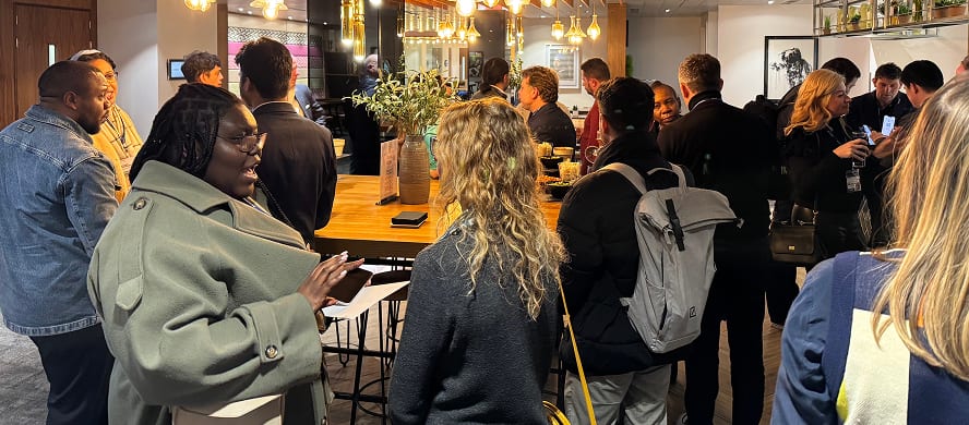 Founders, investors and educators talking at an EdTech Together evening in London